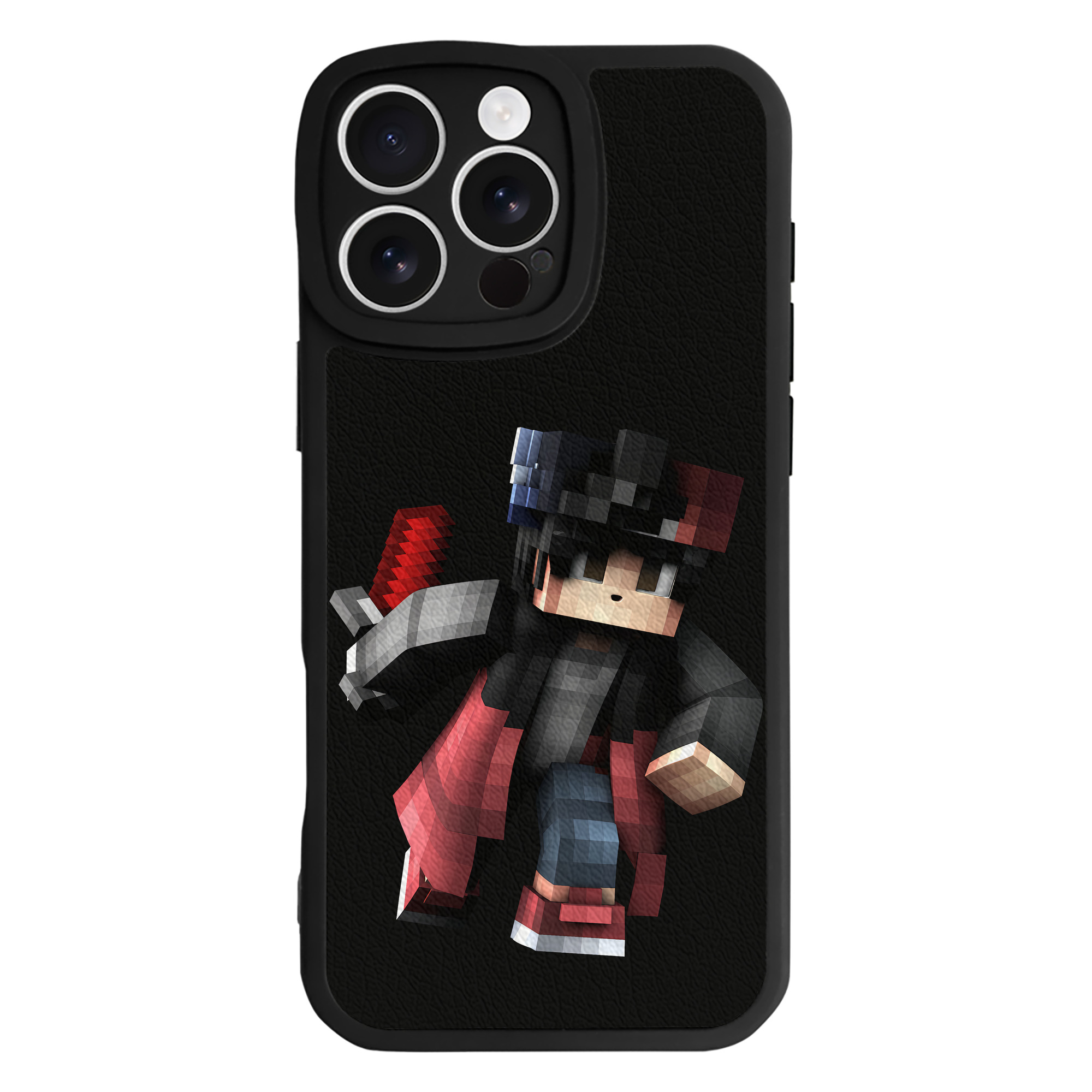 （画像用） マインクラフト ブロックの世界 Minecraft MC Block world 【iPhone 16シリーズ対応】シリコンスマホケース（レザー調） 材質：シリコン